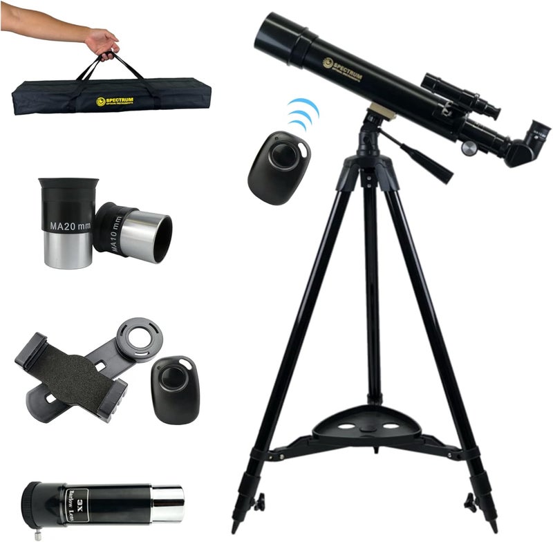 Spectrum Optical Instruments SpectrumOI Telescope for Kids & Adults - Astronomy Gift, 60mm Aperture Refractor with Carry Bag & Phone Holder - Image 2